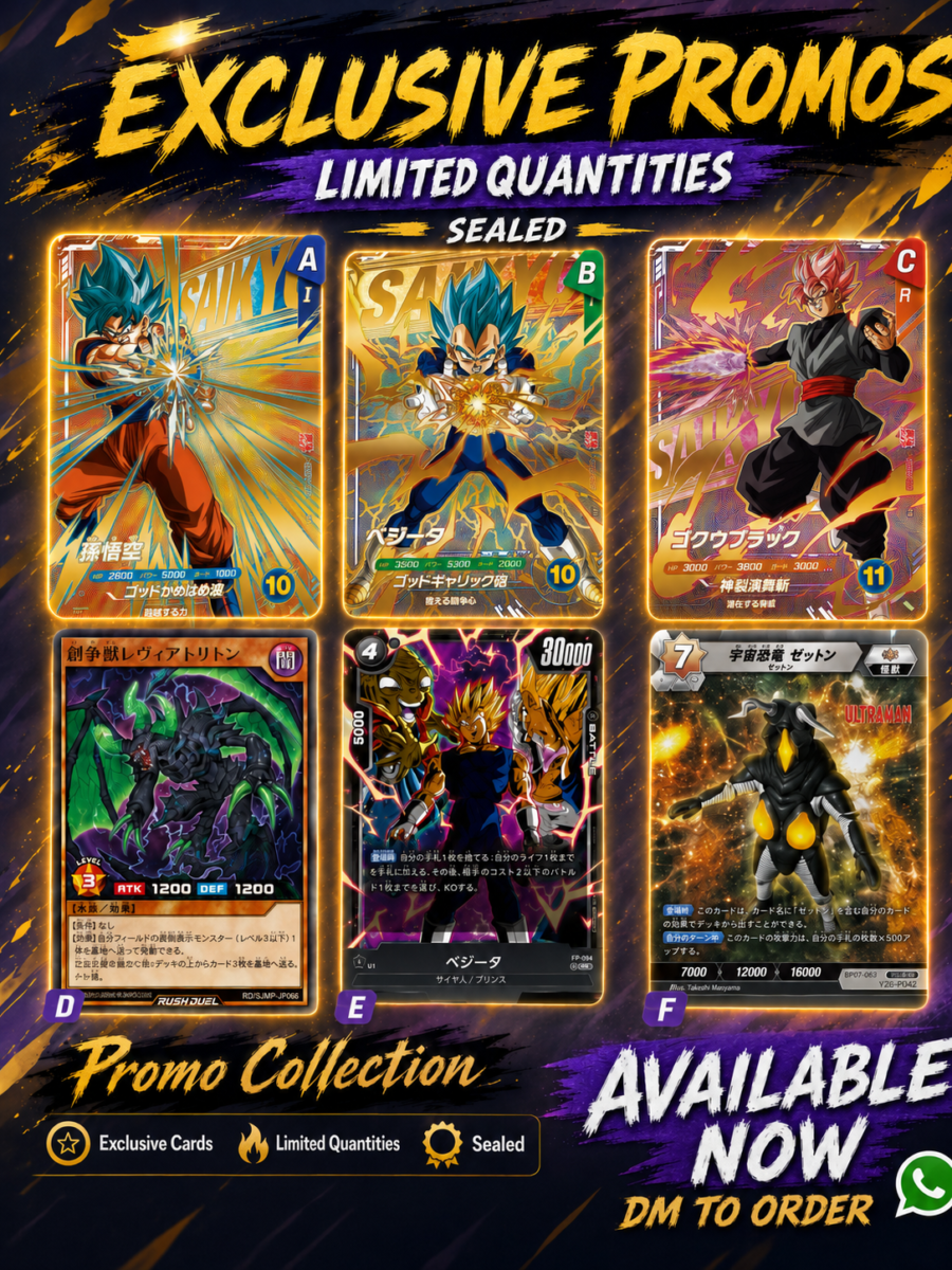 Exclusive Promos set: Son Goku, Vegeta, Goku Black, Leviathan, Vegeta Battle Spirits, Alien Setton