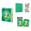 Leafeon Eeveelution set contents — display binder, booster pack and sleeves | محتويات طقم Leafeon